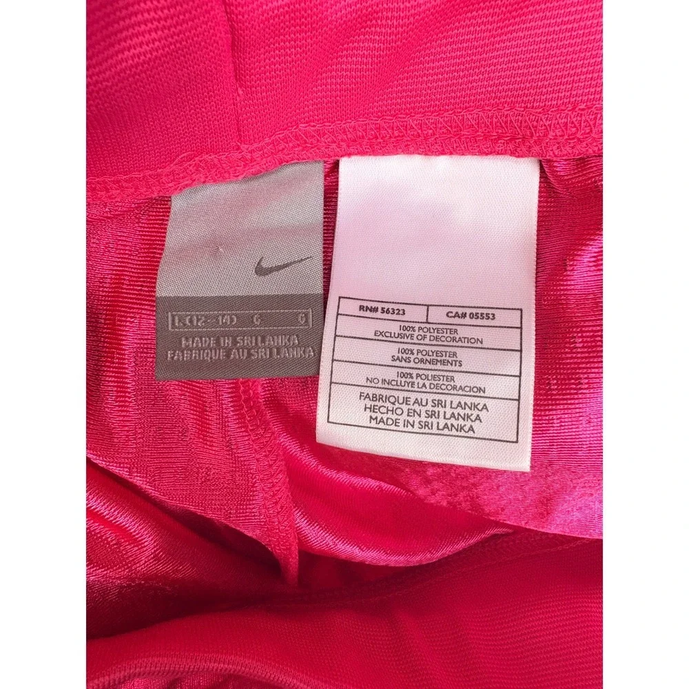 Nike Girls Pink Mesh Athletic Shorts White Stripes Size Large 12-14 Drawstring